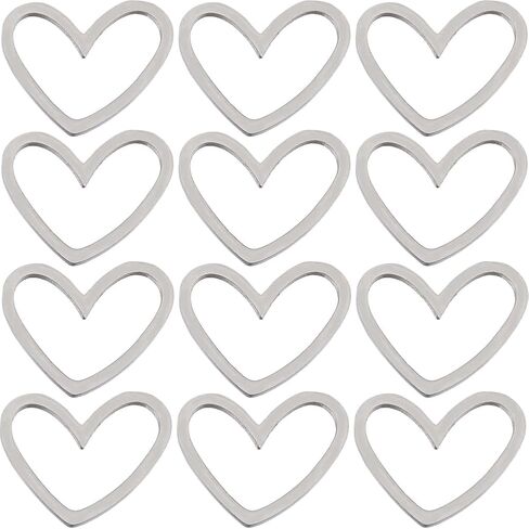 SUNNYCLUE 1 Box 40Pcs Open Bezels Heart Charms Linking Rings Valentine's Day Stainless Steel Heart Charm Frame Love Links Connectors Valentine Metal Charm for Jewelry Making Charms Earrings DIY Craft in Saudi Arabia