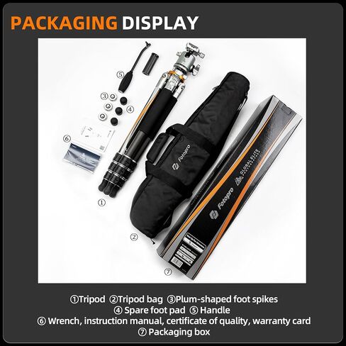 Fotopro Carbon Fiber Tripod with 54mm Large Ball Head, 74" Professional Camera Tripod Stand for Travel, 25kg/55lbs Load, Global Elite Waterproof for DSLR Video Camera Landscape Photography, GEP TL-74C in Saudi Arabia