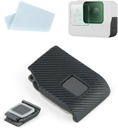 Side Door Cover for GoPro Hero 5 USB Port Protective Cover Replacement for GoPro Hero 5 6 7 Camera Accessories Parts with Lens Protector Film（Diagonal Stripe） in Kuwait