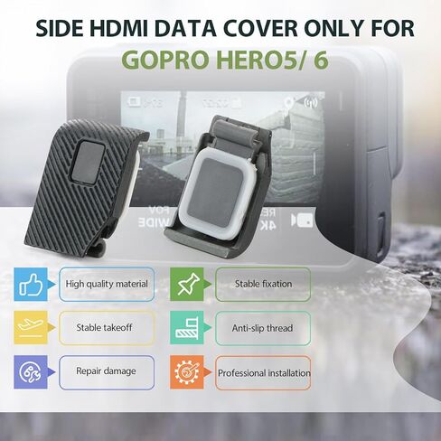 Side Door Cover for GoPro Hero 5 USB Port Protective Cover Replacement for GoPro Hero 5 6 7 Camera Accessories Parts with Lens Protector Film（Diagonal Stripe） in Kuwait