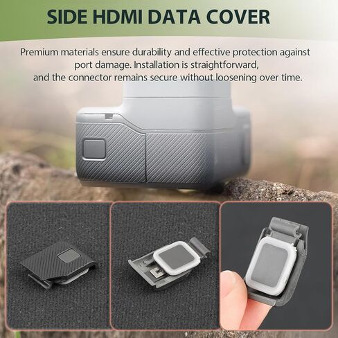 Side Door Cover for GoPro Hero 5 USB Port Protective Cover Replacement for GoPro Hero 5 6 7 Camera Accessories Parts with Lens Protector Film（Diagonal Stripe） in Kuwait