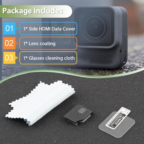 Side Door Cover for GoPro Hero 5 USB Port Protective Cover Replacement for GoPro Hero 5 6 7 Camera Accessories Parts with Lens Protector Film（Diagonal Stripe） in Kuwait