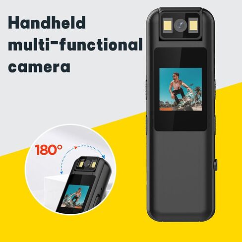 Sanpyl Mini Body Camera 1080P, 180 Rotating Lens POV Camera Wearable with Back Clip, Hands Free for First Person Recording Cycling Travel Security in Kuwait