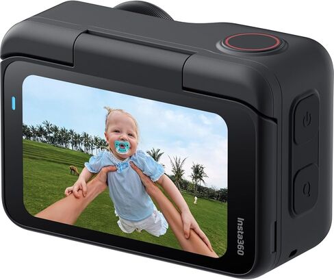 Insta360 GO Ultra Standard Bundle Midnight Black - كاميرا صغيرة بدون استخدام اليدين بدقة 4K، خفيفة الوزن ومحمولة، تتميز بالإضاءة المنخفضة، التثبيت، حزمة عمر البطارية 200 دقيقة مع ذاكرة 128 جيجابايت، حافظة + المزيد in Kuwait