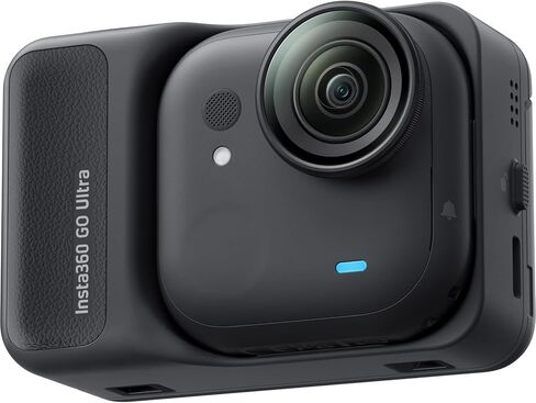 Insta360 GO Ultra Standard Bundle Midnight Black - كاميرا صغيرة بدون استخدام اليدين بدقة 4K، خفيفة الوزن ومحمولة، تتميز بالإضاءة المنخفضة، التثبيت، حزمة عمر البطارية 200 دقيقة مع ذاكرة 128 جيجابايت، حافظة + المزيد in Kuwait