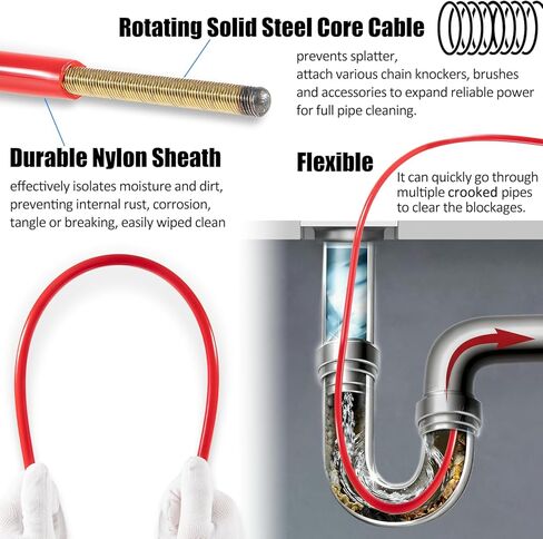 64348 70' of 5/16" Cable Assembly with Sheath & Couplings Fit for Ridgid K9-204 Flexshaft Drain Cleaning Machine for 2" to 4" Pipe in Saudi Arabia
