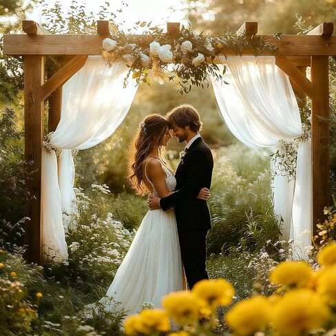 Wedding Arch Draping Fabric, 31.5" x 20FT Wrinkle-Free Sheer Chiffon Drapery for Ceremony Backdrop, Arbor, Pergola, Church Cross, Photo Booth, Baby Shower & Home Decor, 1-Pack, White in Saudi Arabia