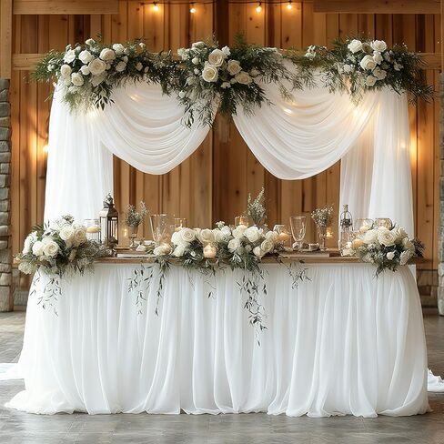 Wedding Arch Draping Fabric, 31.5" x 20FT Wrinkle-Free Sheer Chiffon Drapery for Ceremony Backdrop, Arbor, Pergola, Church Cross, Photo Booth, Baby Shower & Home Decor, 1-Pack, White in Saudi Arabia