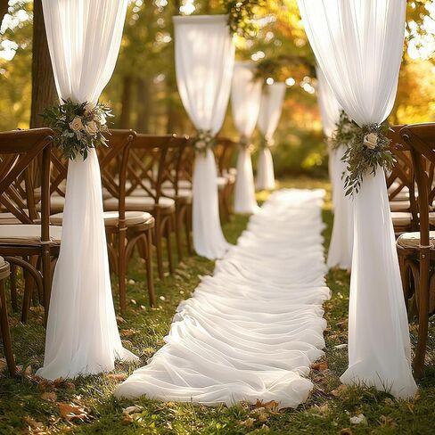 Wedding Arch Draping Fabric, 31.5" x 20FT Wrinkle-Free Sheer Chiffon Drapery for Ceremony Backdrop, Arbor, Pergola, Church Cross, Photo Booth, Baby Shower & Home Decor, 1-Pack, White in Saudi Arabia