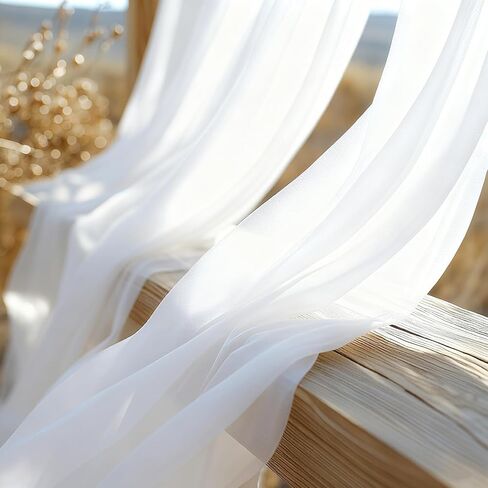Wedding Arch Draping Fabric, 31.5" x 20FT Wrinkle-Free Sheer Chiffon Drapery for Ceremony Backdrop, Arbor, Pergola, Church Cross, Photo Booth, Baby Shower & Home Decor, 1-Pack, White in Saudi Arabia
