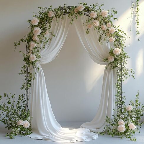 White Wedding Arch Draping Fabric - 31" x 20FT Sheer Chiffon Panel - Wrinkle-Free Backdrop Drapery for Ceremony, Bridal Shower, Arbor Decoration, Party & Event Décor, White, 1 Panel in Saudi Arabia