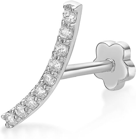 0.09 Round Round Zirconia 14K Gold Gold Curve Curve Carving with Hidden Snap Post - 2.5 mm in Saudi Arabia
