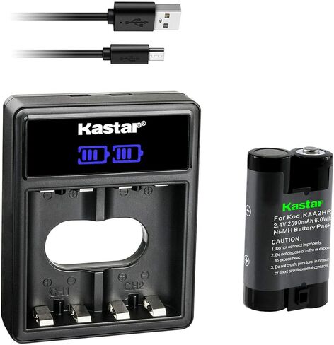 Kastar KAA2HR LCD استبدال شاحن بطارية USB مزدوج لـ Kodak EasyShare C875، C875 Zoom، C913، C1013، CD33، CD40، CD43، CD50، CD93، CD913، CW330، CX417P، CX4200، CX4210 كاميرا رقمية in Kuwait