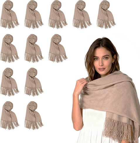 12Pcs Shawls Bulk Pashmina Wraps for Wedding Shawls and Wraps for Guests in Saudi Arabia