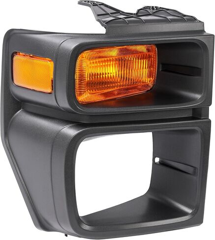 Left Headlight Bezel w/Turn Signal Light Compatible with 2008-2014 Ford E150 E250 2008-2019 Ford E350 Super Duty Replacement for FO2524103 Yellow Lens Black Bezel Left Side in Kuwait