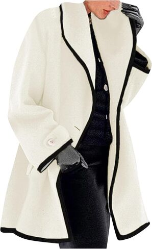 Mayrain Womens Winter Coated Trench Coat Coat Soft Wool Blend Pea Coat Coat Vintage Long Long Single Single Single in Kuwait