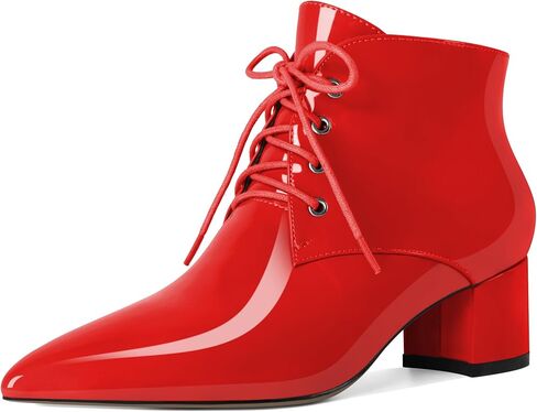Eldof Women's Booties Low Chunky Heel Ankle Boots Pointed Toe Lace Up Comfortable Walking Boots in Saudi Arabia
