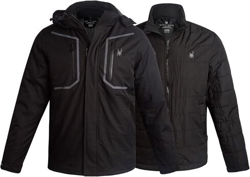 Spyder Mens Ski Jacket - 3-in-1 System Snow Waterproof Winter Jackets for Men - Mens Snowboard Jacket with Detachable Hood in Saudi Arabia