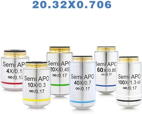 مجموعة ملحقات المجهر 4X 10X 20X 40X 60X 100X خطة مجهر بيولوجي شبه أبوكرومات مجهر موضوعي شرائح المجهر البصري in Kuwait