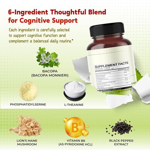 Premium Bacopa ، Phosphatidylserine ، L-theanine & Lion’s Mane-ملحق All-in-1 للتركيز ، وظائف الدماغ والتوازن العاطفي-في الولايات المتحدة الأمريكية-150 كبسولة in Saudi Arabia