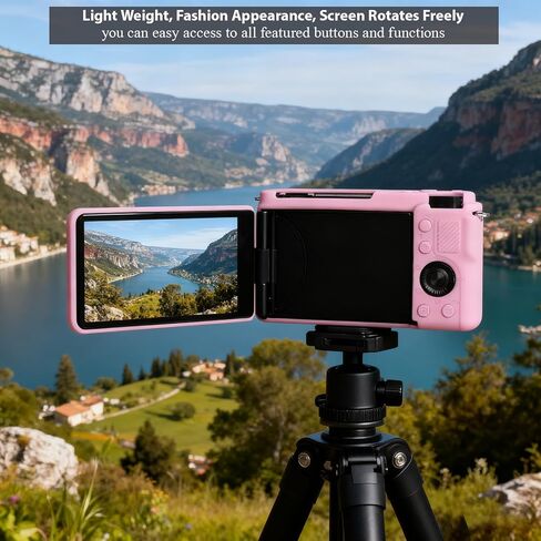 حافظة لملحقات الكاميرا الرقمية بنمط مدونة الفيديو Sony ZV-E10، حافظة واقية من السيليكون الناعم ZV E10، حافظة نحيفة مع واقي شاشة ZV-E10، خفيفة الوزن، مضادة للخدش (وردي) in Kuwait