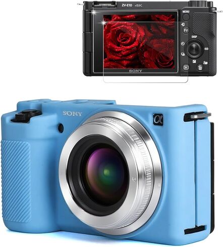 حافظة لملحقات الكاميرا الرقمية بنمط مدونة الفيديو Sony ZV-E10، حافظة واقية من السيليكون الناعم ZV E10، حافظة نحيفة مع واقي شاشة ZV-E10، خفيفة الوزن، مضادة للخدش (وردي) in Kuwait