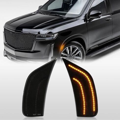 مصباح LED Side Marker Lights متوافق مع 2021 2022 2023 2024 Yukon/Yukon XL/Yukon Denali/Tahoe/Suburban/Escalade/Escalade ESV ، 2pcs الأضواء الجانبية الأمامية (مصابيح دخان بيضاء) in Saudi Arabia