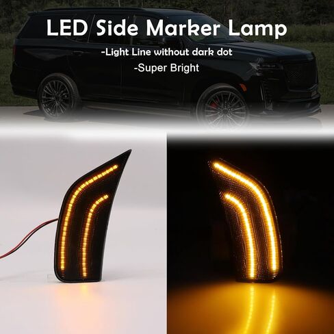 مصباح LED Side Marker Lights متوافق مع 2021 2022 2023 2024 Yukon/Yukon XL/Yukon Denali/Tahoe/Suburban/Escalade/Escalade ESV ، 2pcs الأضواء الجانبية الأمامية (مصابيح دخان بيضاء) in Saudi Arabia