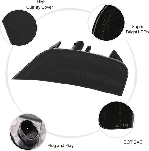 مصباح LED Side Marker Lights متوافق مع 2021 2022 2023 2024 Yukon/Yukon XL/Yukon Denali/Tahoe/Suburban/Escalade/Escalade ESV ، 2pcs الأضواء الجانبية الأمامية (مصابيح دخان بيضاء) in Saudi Arabia