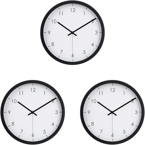 Amazon Basics Classic 12", Easy to Read, Silent Non Ticking, Battery Operated, Round Wall Clock, Black in Saudi Arabia