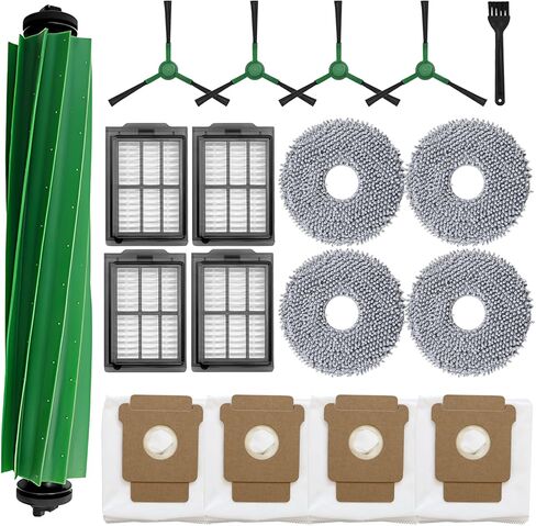 طقم قطع غيار 18 قطعة 405/505 لمكنسة iRobot Roomba Plus 405/505 Combo Robot - تتضمن فرشاة رئيسية واحدة، 4 أكياس غبار، 4 وسادات ممسحة، 4 مرشحات، 4 فرش جانبية، 1 أداة تنظيف in Kuwait