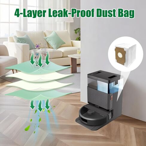 طقم قطع غيار 18 قطعة 405/505 لمكنسة iRobot Roomba Plus 405/505 Combo Robot - تتضمن فرشاة رئيسية واحدة، 4 أكياس غبار، 4 وسادات ممسحة، 4 مرشحات، 4 فرش جانبية، 1 أداة تنظيف in Kuwait