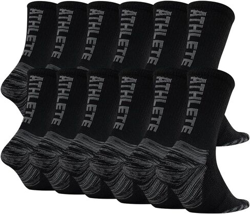 JOYNÉE 6 Pairs Mens Crew Cushion Socks Work Athletic Running Socks Casual Breathable Socks for Men,Sock Size:10-13 in Saudi Arabia