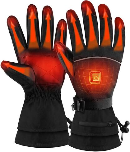 Rechargeable Heated Gloves, 3-Level Heat Settings, Waterproof Touchscreen Winter Gloves for Skiing, Cycling, Hiking in Saudi Arabia