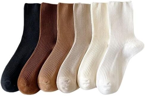 Women’s Crew Socks 6 Pairs - Casual Athletic Aesthetic Socks, Comfortable Daily & Active Wear in Saudi Arabia