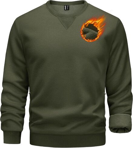 TACVASEN Men's Crewneck Sweatshirt Fleece Lined with Pocket Winter Warm Midweight Casual Long Sleeve Pullover Sweatshirt in Saudi Arabia