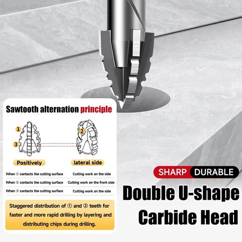 1pc 6mm Eccentric Drill Bit - 4-Flute Serrated Design with Hex Shank for Dry Drilling Ceramic Tiles, Glass, Marble, Concrete, Stainless Steel and Hard Plastics in Saudi Arabia