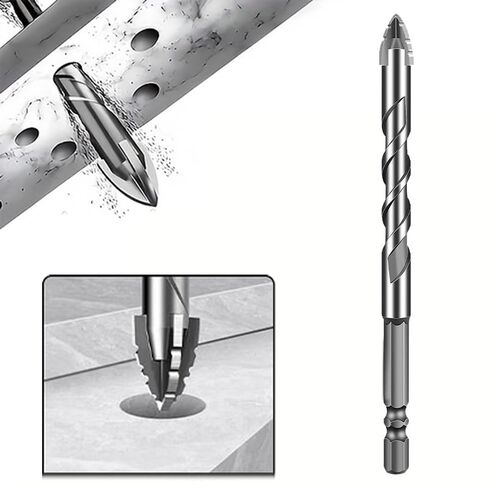 1pc 6mm Eccentric Drill Bit - 4-Flute Serrated Design with Hex Shank for Dry Drilling Ceramic Tiles, Glass, Marble, Concrete, Stainless Steel and Hard Plastics in Saudi Arabia