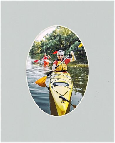 Poster Palooza 16x20 Mat Bevel Cut for 13x16 Photos - Precut Grey Oval Shaped Photo Mat Board Opening - Acid Free Matte to Protect Your Pictures - Bevel Cut for Family Photos, Pack of 1 Matboard in Saudi Arabia