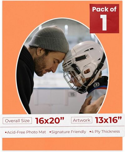 Poster Palooza 16x20 Mat Bevel Cut for 13x16 Photos - Precut Grey Oval Shaped Photo Mat Board Opening - Acid Free Matte to Protect Your Pictures - Bevel Cut for Family Photos, Pack of 1 Matboard in Saudi Arabia