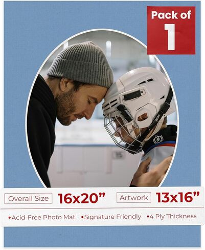 Poster Palooza 16x20 Mat Bevel Cut for 13x16 Photos - Precut Grey Oval Shaped Photo Mat Board Opening - Acid Free Matte to Protect Your Pictures - Bevel Cut for Family Photos, Pack of 1 Matboard in Saudi Arabia