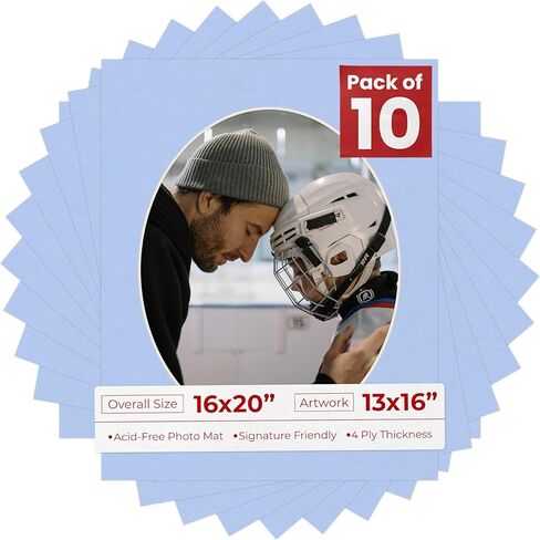 Poster Palooza 16x20 Mat Bevel Cut for 13x16 Photos - Precut Grey Oval Shaped Photo Mat Board Opening - Acid Free Matte to Protect Your Pictures - Bevel Cut for Family Photos, Pack of 1 Matboard in Saudi Arabia
