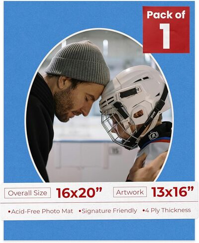 Poster Palooza 16x20 Mat Bevel Cut for 13x16 Photos - Precut Grey Oval Shaped Photo Mat Board Opening - Acid Free Matte to Protect Your Pictures - Bevel Cut for Family Photos, Pack of 1 Matboard in Saudi Arabia