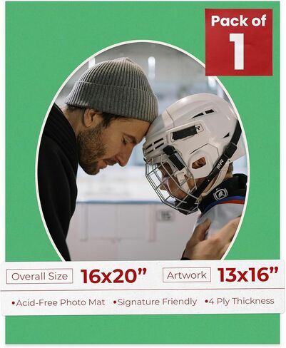 Poster Palooza 16x20 Mat Bevel Cut for 13x16 Photos - Precut Grey Oval Shaped Photo Mat Board Opening - Acid Free Matte to Protect Your Pictures - Bevel Cut for Family Photos, Pack of 1 Matboard in Saudi Arabia