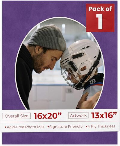 Poster Palooza 16x20 Mat Bevel Cut for 13x16 Photos - Precut Grey Oval Shaped Photo Mat Board Opening - Acid Free Matte to Protect Your Pictures - Bevel Cut for Family Photos, Pack of 1 Matboard in Saudi Arabia
