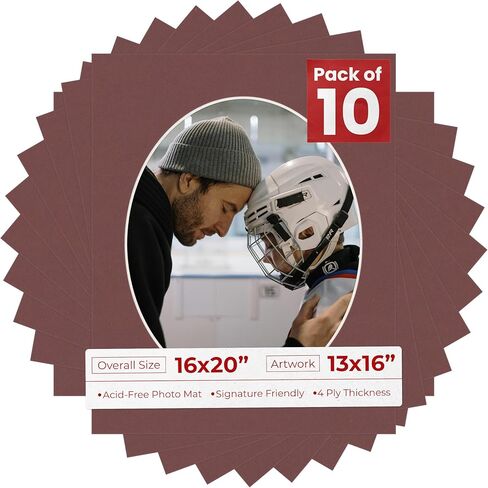 Poster Palooza 16x20 Mat Bevel Cut for 13x16 Photos - Precut Grey Oval Shaped Photo Mat Board Opening - Acid Free Matte to Protect Your Pictures - Bevel Cut for Family Photos, Pack of 1 Matboard in Saudi Arabia