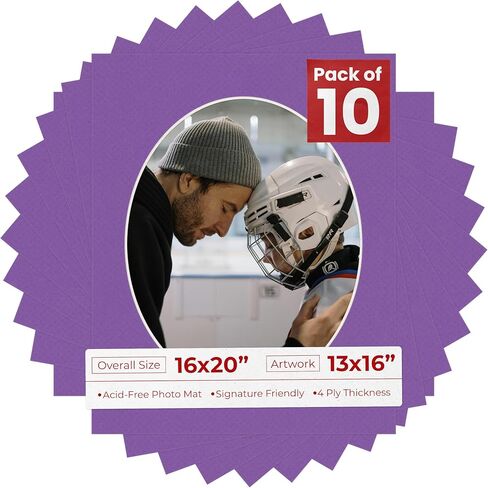 Poster Palooza 16x20 Mat Bevel Cut for 13x16 Photos - Precut Grey Oval Shaped Photo Mat Board Opening - Acid Free Matte to Protect Your Pictures - Bevel Cut for Family Photos, Pack of 1 Matboard in Saudi Arabia