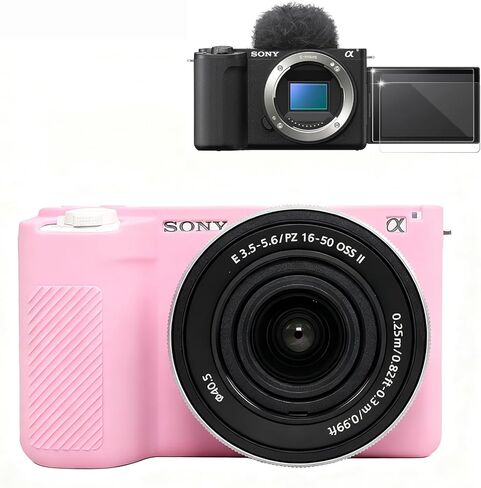 حافظة لملحقات كاميرا Sony Alpha ZVE10 II، حافظة واقية من السيليكون الناعم ZV-E10 II مع واقي شاشة، كم، خفيف الوزن، مضاد للخدش لهاتف Sony ZV E10 II (وردي) in Kuwait