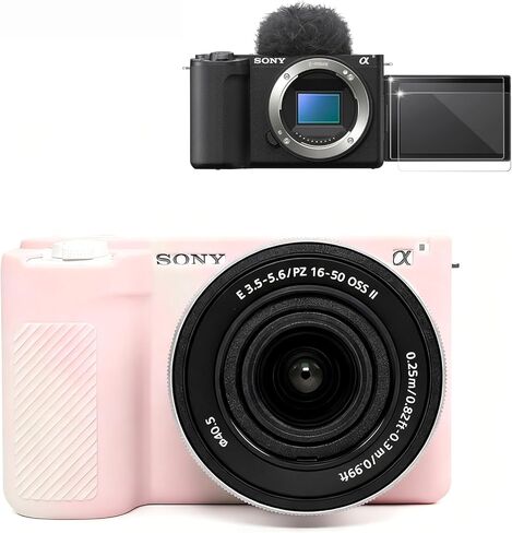 حافظة لملحقات كاميرا Sony Alpha ZVE10 II، حافظة واقية من السيليكون الناعم ZV-E10 II مع واقي شاشة، كم، خفيف الوزن، مضاد للخدش لهاتف Sony ZV E10 II (وردي) in Kuwait