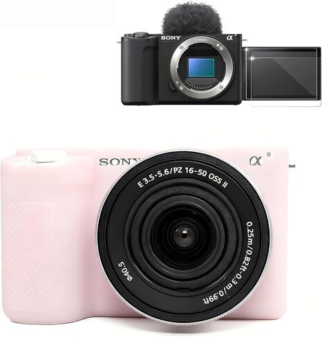 حافظة لملحقات كاميرا Sony Alpha ZVE10 II، حافظة واقية من السيليكون الناعم ZV-E10 II مع واقي شاشة، كم، خفيف الوزن، مضاد للخدش لهاتف Sony ZV E10 II (وردي) in Kuwait